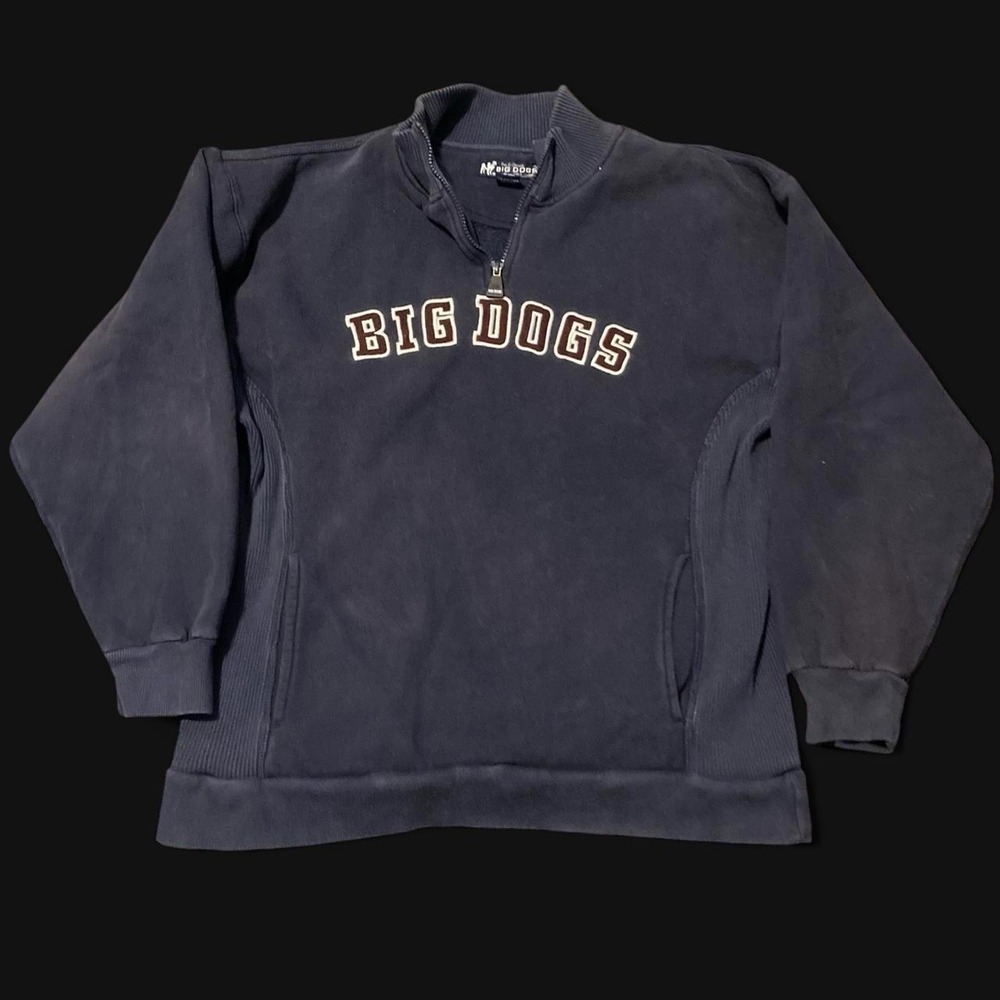 Big Dogs Navy embroidered quarter zip vintage y2k fleece Men's Large/23.25